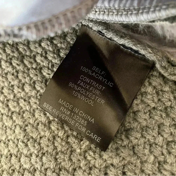 Love token Asymmetric Full Zip Faux Fur Lined Sweater Knit Jacket Gray: M - Picture 9 of 11